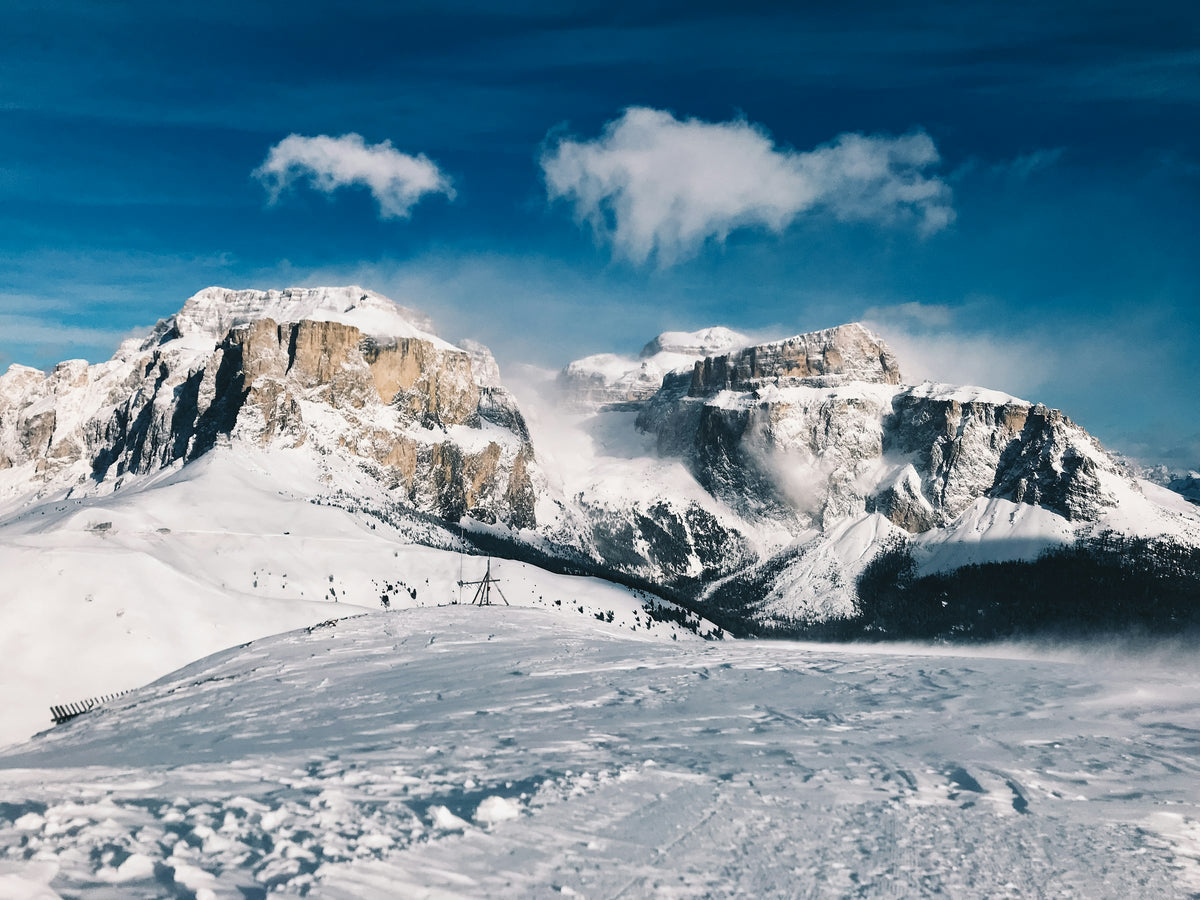 Il Gruppo del Sella innevato visto da Campitello di Fassa, Val di Fassa