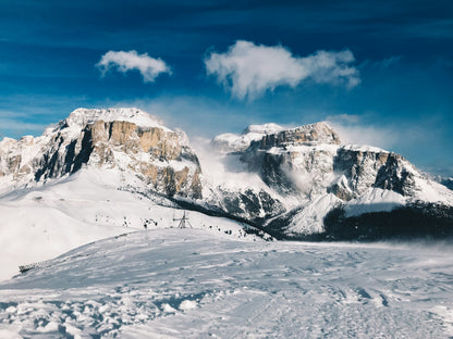 Il Gruppo del Sella innevato visto da Campitello di Fassa, Val di Fassa